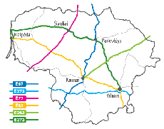 Карта автомобильных дорог  Литвы